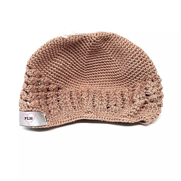 PLH Bows & Laces Baby Crochet Hat Beige Girls Size 24 Months - Picture 2 of 10